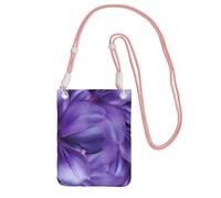 Lightweight Crossbody Cell Phone Purse for Women Girls, Purple Lily Flowers Small Sling Pouch, Hands-Free Compact Wallet Purse for Shopping Travel, Water-Resistant Shoulder bag Organizer, Pink Strap