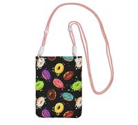 Lightweight Crossbody Cell Phone Purse for Women Girls, Ring Bread Jam Small Sling Pouch, Hands-Free Compact Wallet Purse for Daily Shopping Travel, Water-Resistant Shoulder bag Organizer, Pink Strap