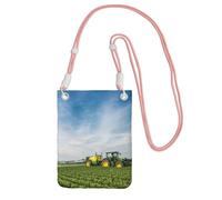 Lightweight Crossbody Cell Phone Purse for Women Girls, Tractor Farm Small Sling Pouch, Hands-Free Compact Wallet Purse for Daily, Shopping, Travel, Water-Resistant Shoulder bag Organizer, Pink Strap