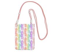 Lightweight Crossbody Cell Phone Purse for Women Girls, Unicorns Colorful Stripes Small Sling Pouch, Hands-Free Compact Wallet Purse for Travel, Water-Resistant Shoulder bag Organizer, Pink Strap