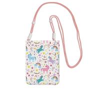 Lightweight Crossbody Cell Phone Purse for Women Girls, Unicorns Small Sling Pouch, Hands-Free Compact Wallet Purse for Daily, Shopping, Travel, Water-Resistant Shoulder bag Organizer, Pink Strap