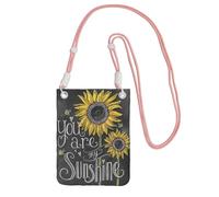 Lightweight Crossbody Cell Phone Purse for Women Girls, You Are My Sunflower Small Sling Pouch, Hands-Free Compact Wallet Purse for Shopping Travel, Water-Resistant Shoulder bag Organizer, Pink Strap