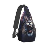 Lightweight Crossbody Shoulder Backpack Outer Space King Lion Art Chest Backpack Multipurpose Shoulder Chest Bags for Camping Women Travel