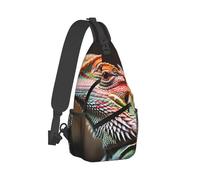 Lightweight Crossbody Shoulder Bag Cool Bearded Dragon Lizards Animal Sling Backpack Casual Chest Pack for Hiking Camping Cycling