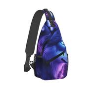 Lightweight Crossbody Shoulder Bag Purple Universe Galaxy Magic Wolf In The Space Sling Backpack Casual Shoulder Bags for Outdoor Hiking Men
