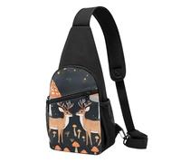 Lightweight Crossbody Shoulder Bag Wild Animals Deer Rabbit Magic Mushrooms Sling Backpack Anti Theft Daypack for Women Cycling Working
