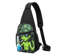 Lightweight Crossbody Sling Bag Alien Smoking Marijuanaweed Art Chest Backpack Casual Rucksack for Cycling Men Running