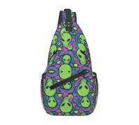 Lightweight Crossbody Sling Bag Aliens Faces Alien 90S Style Art Chest Backpack Casual Shoulder Bags for Camping Working Sports