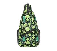 Lightweight Crossbody Sling Bag Aliens Faces Alien 90S Style Art Chest Backpack Multipurpose Daypack for Sports Cycling Working