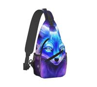 Lightweight Crossbody Sling Bag Purple Blue Fox Galaxy Starry Sky Chest Backpack Unisex Shoulder Chest Bags for Camping Travel Women