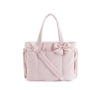 Lightweight Crush Bow Tote Bag For Women, Crush Bow Tote Bag with Bow, Stylish Handbag for Work, Travel, Beach, Shopping (Pink)