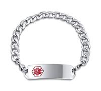 Lightweight Customized Blank Identification Medical ID Link Bracelet For Men Stainless Steel 8.5in