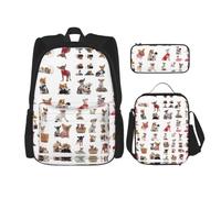 Lightweight Cute Chihuahua Pug Pattern Print School Bag 15 Inch Book Bag