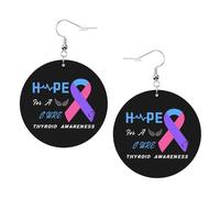 Lightweight Dangle Earring Hope for A Thyroid Cancer Awareness Teardrop Leather Earrings Novelty Women Earring for Girl Ladies Party