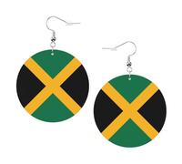 Lightweight Dangle Earring Jamaica Flag Teardrop Leather Earrings Fashion Drop Leather Earrings For Anniversary Party Ladies