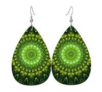 Lightweight Dangle Earring Scope Mandala Teardrop Leather Earrings Novelty Drop Leather Earrings For Party Anniversary Mother’S Day