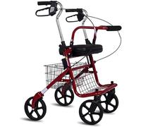 Lightweight Deluxe Rollator, Rollator Walkers for Seniors Walkers for Seniors Shopping Trolley, Four-Wheeled Walker with Seat, Height Adjustable