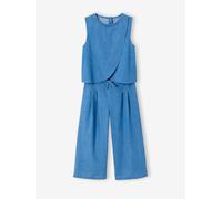 Lightweight denim bermuda shorts and top set medium blue