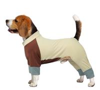 Lightweight Dog Onesie for Summer, Cool Breathable Four-Leg Pollen Protection Suit, UV Sun Protection & Mud Dirt Proof Suit, Protective Full Body Clothing for Medium Large Dogs, Beige L