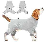 Lightweight Dog Onesie Pyjamas for Small Medium Dogs, Soft Stretch 4 Leg Dog Outfit for Indoor Comfort, Sleeping, Light Warmth & Layering, Anti Shedding Clothes, Heather Grey 3XL