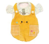 Lightweight Dog Pullover Soft Corduroy Pet Wear with Heart Button Plaid Pockets Striped False Two-Piece Puppy Shirt for Small Breeds Fresh Look Walking Outfit Yellow L