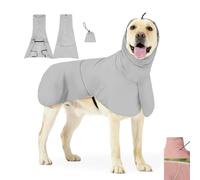Lightweight Dog Raincoat with UV Protection | Waterproof & Breathable Sun Shield Jacket for Small Medium Large Dogs | Adjustable All-Weather Outdoor Apparel for Walking & Hiking (Gray,L)