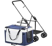 Lightweight Dog Strolle for 2 Dogs Cats Puppy & Kitten Dog Strollers for Small Dogs Foldable Carrier Cart Breathable Pet Stroller for Cat Dog and More (Blue) (Blue)