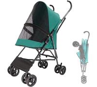 Lightweight Dog Stroller for Small Pets up to 22 lbs Breathable Umbrella Design No Assembly Required Pet by for Dogs and Cats Green Color