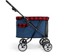 Lightweight Dog Strollers for Small Dogs Dog Pram Stroller Buggy 360° Smooth Front Wheel Easy to Fold Cat Strollers Armrest 4-Speed Adjustment (Light Blue) (Dark Blue)