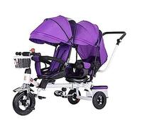 Lightweight Double Stroller with Canopy Portable Twin Tricycle, Carbon Steel Frame Double Pushchair Baby Carriage, Tandem Strollers for Twins