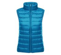 Lightweight Down Gilet for Women Ladies Sleeveless Puffer Jacket Packable Ultra Light Down Vest Body Warmer Downs Filled Coat Quilted Padded Sleeveless Puffa Down Gilet Ultralight Winter Blue L
