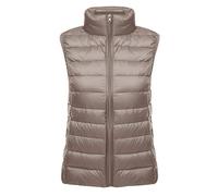 Lightweight Down Gilet for Women Ladies Sleeveless Puffer Jacket Packable Ultra Light Down Vest Body Warmer Downs Filled Coat Quilted Padded Sleeveless Puffa Down Gilet Ultralight Winter Khaki L