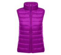Lightweight Down Gilet for Women Ladies Sleeveless Puffer Jacket Packable Ultra Light Down Vest Body Warmer Downs Filled Coat Quilted Padded Sleeveless Puffa Down Gilet Ultralight Winter Purple XL