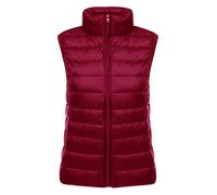 Lightweight Down Gilet for Women Ladies Sleeveless Puffer Jacket Packable Ultra Light Down Vest Body Warmer Downs Filled Coat Quilted Padded Sleeveless Puffa Down Gilet Ultralight Winter Red L