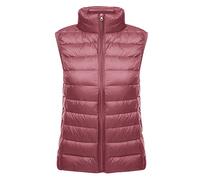 Lightweight Down Gilet for Women Ladies Sleeveless Puffer Jacket Packable Ultra Light Down Vest Body Warmer Downs Filled Coat Quilted Padded Sleeveless Puffa Down Gilet Ultralight Winter Pink XL