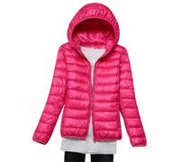 Lightweight Down Jacket Women Ladies Lightweight Puffer Jacket Womens Packable Hooded Puffer Coats Quilted Jackets for Women Padded Oversized Puffer Coat Women Ultralight Down Jacket Womens Rose L