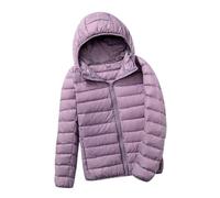 Lightweight Down Jacket Women Ladies Lightweight Puffer Jacket Womens Packable Hooded Puffer Coats Quilted Jackets for Women Padded Oversized Puffer Coat Women Ultralight Down Jacket Womens Purple L