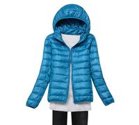 Lightweight Down Jacket Women Ladies Lightweight Puffer Jacket Womens Packable Hooded Puffer Coats Quilted Jackets for Women Padded Oversized Puffer Coat Women Ultralight Down Jacket Womens Blue XL