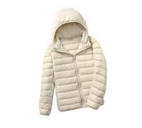Lightweight Down Jacket Women Ladies Lightweight Puffer Jacket Womens Packable Hooded Puffer Coats Quilted Jackets for Women Padded Oversized Puffer Coat Women Ultralight Down Jacket Womens Beige L