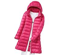 Lightweight Down Jacket Women Packable Ladies Puffer Jacket Long Puffer Coats for Women Puffa Jackets With Hood Oversized Longline Waterproof Womens Down Feather Coat Quilted Padded Jackets Rose M