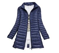Lightweight Down Jacket Women Packable Ladies Puffer Jacket Long Puffer Coats for Women Puffa Jackets Oversized Longline Waterproof Womens Compressible Down Feather Coat Parka Quilted Padded Navy L