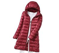 Lightweight Down Jacket Women Packable Ladies Puffer Jacket Long Puffer Coats for Women Puffa Jackets With Hood Oversized Longline Waterproof Womens Down Feather Coat Quilted Padded Jackets Red 5XL