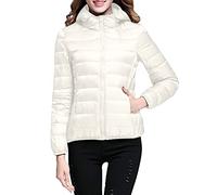 Lightweight Down Jacket Women with Hood Womens Down Coats Women's Ultra Light Packable Down Filled Coat Parka Quilted Padded Hooded Puffer Jacket Ladies Bubble Jacket Winter Womens Winter 2024