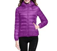Lightweight Down Jacket Women with Hood Womens Down Coats Women's Ultra Light Packable Down Filled Coat Parka Quilted Padded Hooded Puffer Jacket Ladies Bubble Jacket Winter Womens Winter 2024
