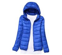 Lightweight Down Jacket Women with Hood Womens Down Coats Women'S Ultra Light Packable Down Jacket Down Filled Coat Parka Quilted Padded Hooded Puffer Jacket Ladies Bubble Puffa Jacket Winter Sapphire