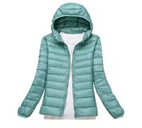 Lightweight Down Jacket Women with Hood Womens Down Coats Women's Ultra Light Packable Down Jacket Down Filled Coat Parka Quilted Padded Hooded Puffer Jacket Ladies Bubble Puffa Jacket Winter Green