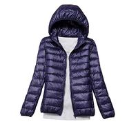 Lightweight Down Jacket Women with Hood Womens Down Coats Women's Ultra Light Packable Down Jacket Down Filled Coat Parka Quilted Padded Hooded Puffer Jacket Ladies Bubble Puffa Jacket Winter Navy