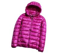 Lightweight Down Jacket Women with Hood Womens Packable Down Coats Women's Ultra Light Down Jacket 55% Down Filled Coat Parka Quilted Padded Hooded Puffer Ladies Bubble Puffa Jacket Winter Purple 4XL