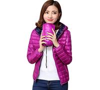 Lightweight Down Jacket Women with Hood Womens Packable Down Coats Women's Ultra Light Down Jacket Down Filled Coat Quilted Padded Hooded Puffer Ladies Puffa Jacket Wear Both Sides Violet Navy 4XL