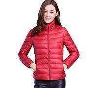Lightweight Down Jacket Women Womens Down Coats Women's Ultra Light Packable Down Jacket Down Filled Coat Stand Collar Quilted Padded Puffer Jacket Ladies Bubble Puffa Jacket Parka Winter Red